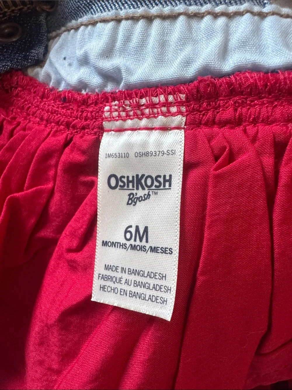 OshKosh B'gosh Denim Bib Overall Skirt with Red Black Plaid